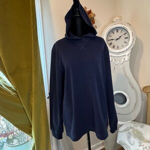 Eddie Bauer Unisex Lounge Hoodie Small Navy Blue Pullover Kangaroo Pocket NWT